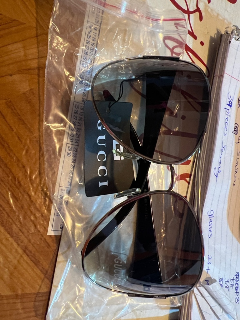Gucci Aviator Sunglasses - Black Frame, Smoke Lenses